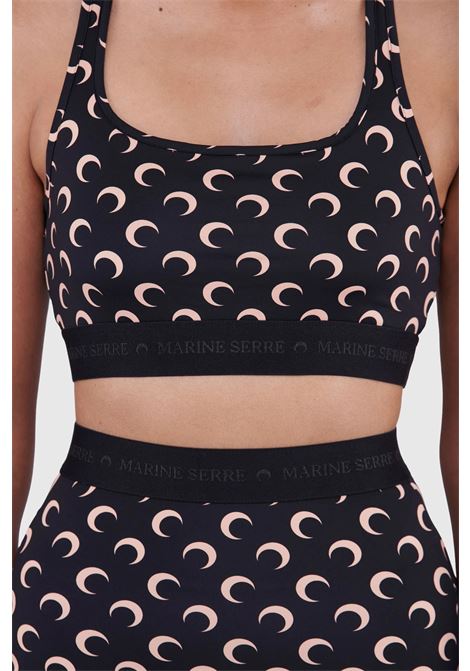 top moon printed jersey sports bra donna nero e tan MARINE SERRE | WUW055BCJER0001IT99